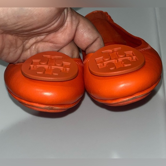 Tory Burch Women's Minnie Leather Travel Ballet Flats, Mango Sz 4.5M - Picture 8 of 12
